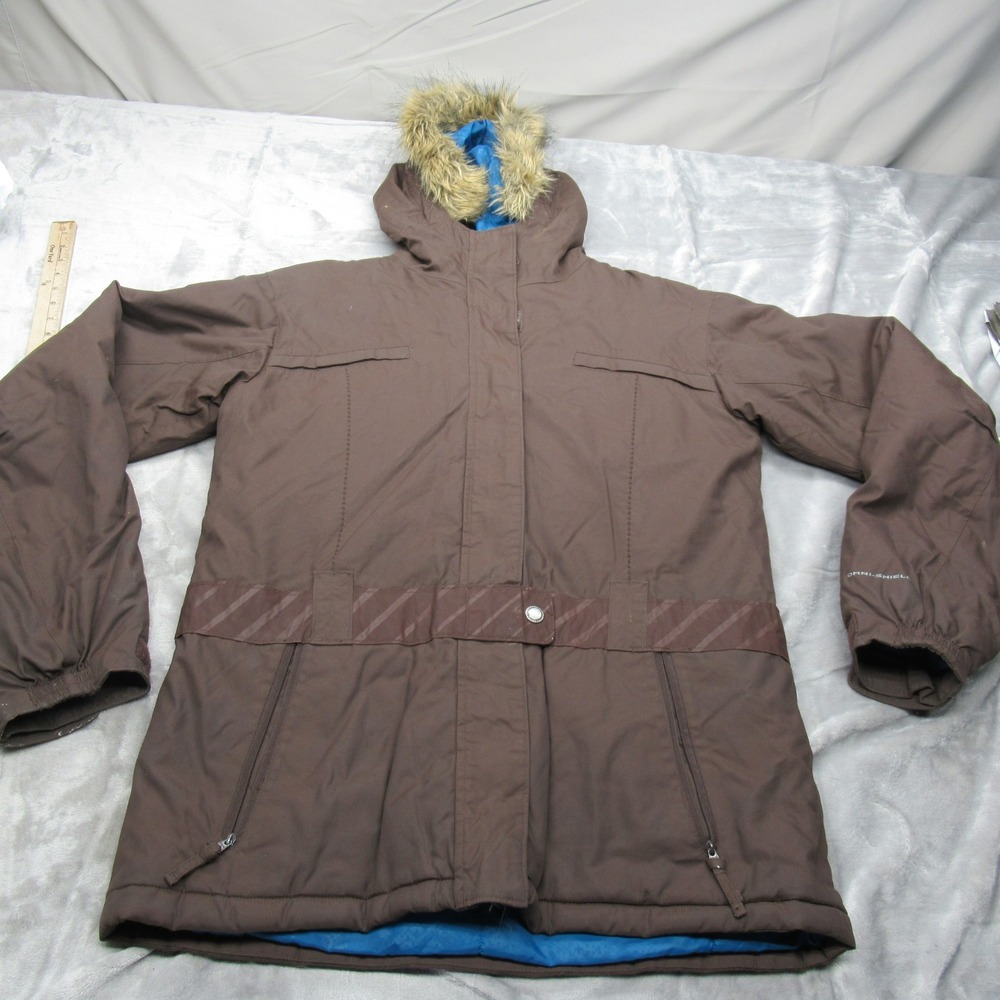 Columbia Jacket Girls XL 18/20 Brown Hood Insulated Water Resistant Winter Snow‎